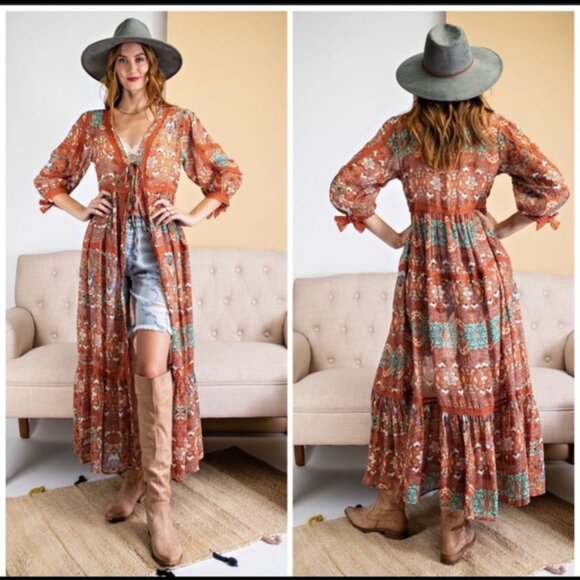 LAST ✌️The GINGER Open Maxi Kimono Duster - Picture 3 of 4